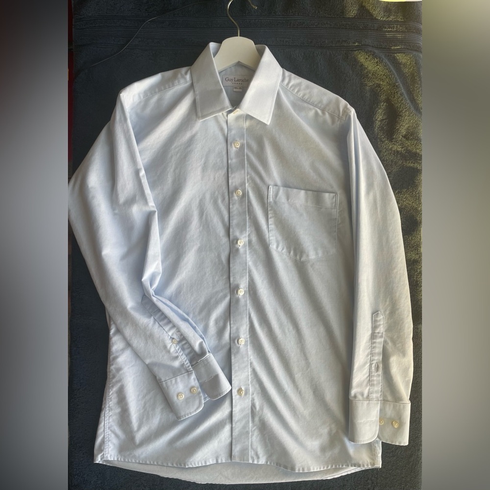 Guy Laroche Men's Light Blue Dress Shirt with Chest Pocket